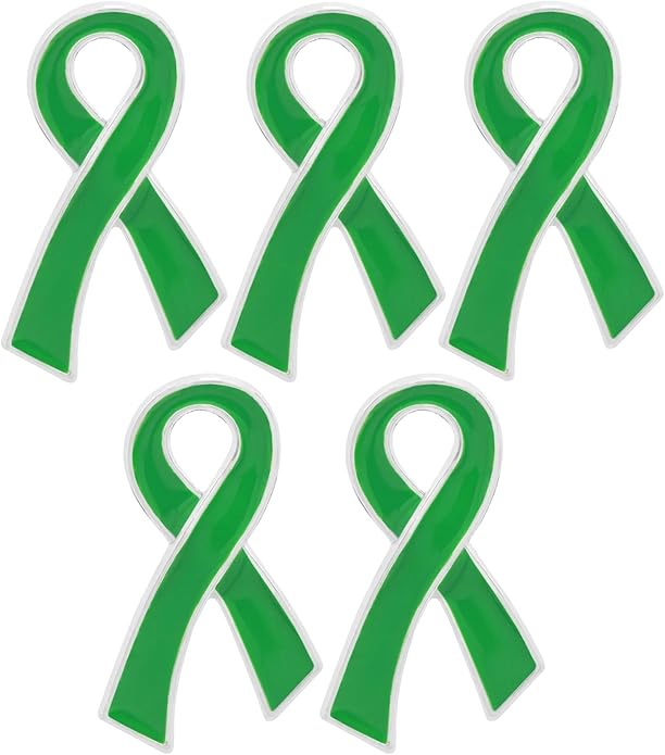 Green Ribbon Awareness Pins - Wholesale Pack Pins for Cerebral Palsy, Glaucoma, Mental Health, Bipolar Disorder, Organ Donation, Liver Cancer- Perfect for Gift-Giving and Fundraising