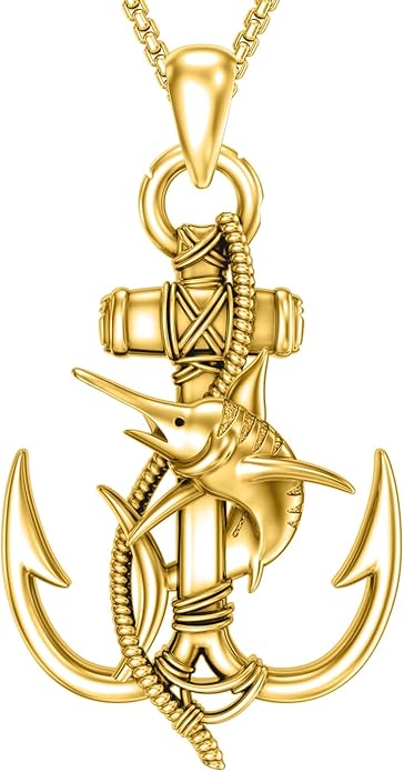 MEIDERBO Anchor Necklace for Men Women 925 Sterling Silver Earth/Swordfish/Trident/Compass Pendant Nautical Jewelry for Birthday Christmas