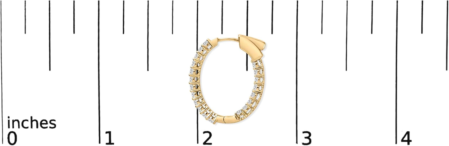 14K White or Yellow Gold 1.0 Cttw Oval Lab Grown Diamond Hoop Earrings