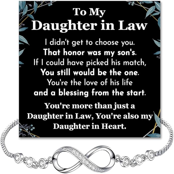 To My Beautiful Daughter In Law Bracelet From Mother-In-Law, Daughter In Law Birthday Gifts, Infinity Star Heart Bracelet For Her With Heartfelt Message Card & Elegant Box, Bonus Daughters Bracelets