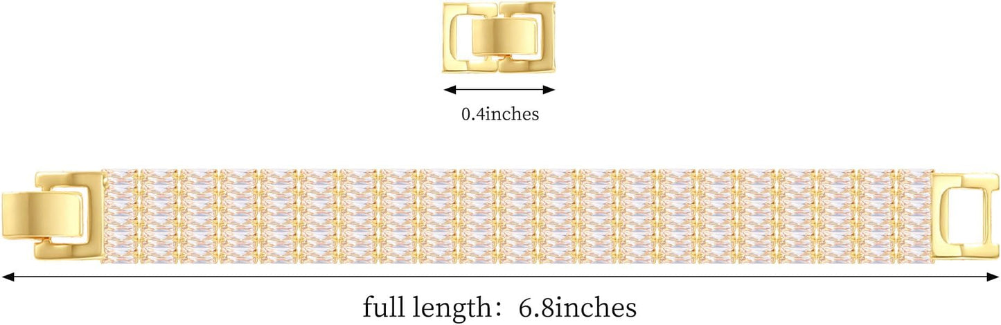14K Gold Plated Tennis Bracelet for Women – Classic CZ Link Design, Fits 6.0"–7.2" Wrists – Stylish Sparkling Jewelry Gift, Timeless Tennis Bracelets for Women