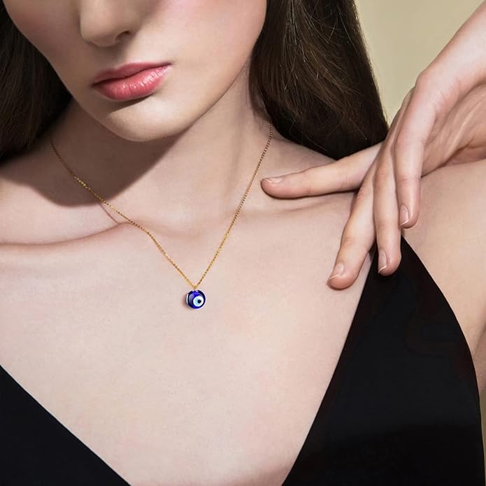 VIBILIA Evil Eye Necklace Sun Pendant Turkish Blue Eye Protection Lucky Necklaces Jewelry Gifts for Men Women (Sun) - Silver
