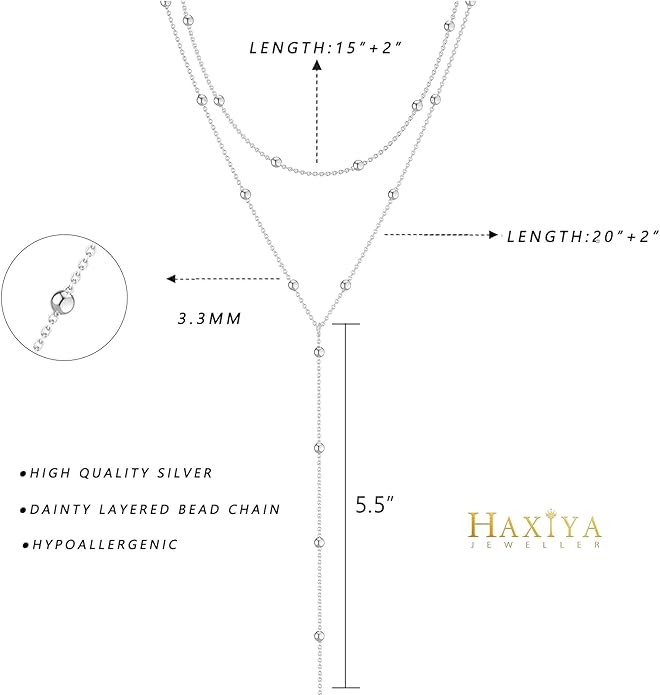 HAXIYA Lariat Gold Necklace for Women Dainty Long Necklace 14k Gold Plated/Silver Y-Shaped Pendant Drop Chain Trendy Layered Pearl/Beaded/CZ Necklaces Simple Gold Jewelry For Women Gift