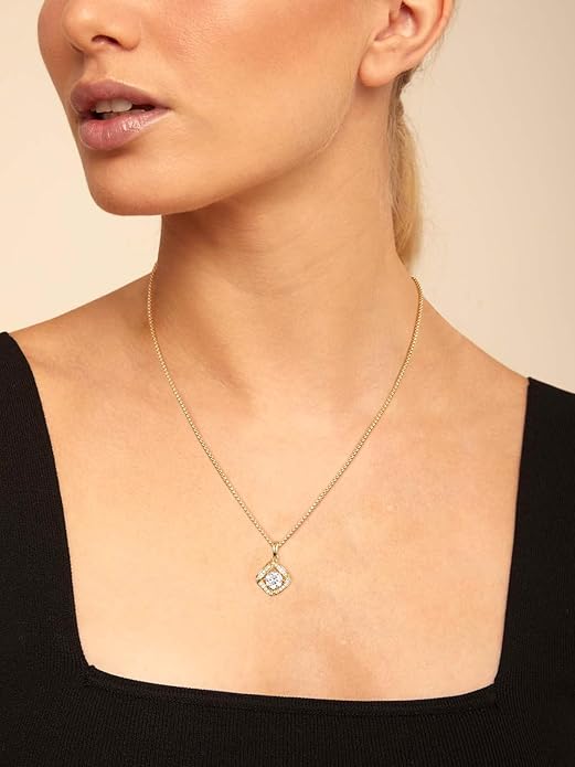 D Color 0.53ct/1.24ct/1.72ct/1.2ct Moissanite Necklace for Women Men, 925 Sterling Silver Chunky Circle/Triangle/Square Pendant, Birthday Christmas Valentines Jewelry, 16-20 Inch Box Chain Adjustable