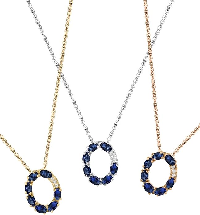 Albert Hern Blue Sapphire Initial Necklace With Diamonds & 18K Gold Chain | Irresistible Letter Pendants Jewelry | Perfect Valentine’s Day, Anniversary & Birthday Gift