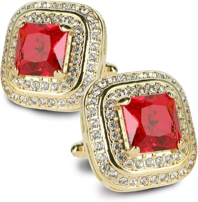 Vittorio Vico Square Colored Crystal Double Diamond Set Cufflinks