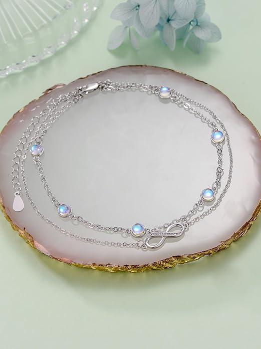 Dorunmo Anklet Bracelets For Women 925 Sterling Silver Birthstone/Infinity/Butterfly/Evil Eye/Turtle/Pineapple/Starfish/Heart Anklets Bracelets Jewelry Gifts for Women