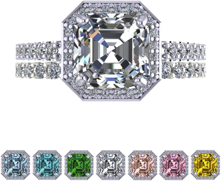 NANA Jewels Sterling Silver Engagement Rings for Women - Choose Simulated Morganite, Citrine, Aquamarine & More