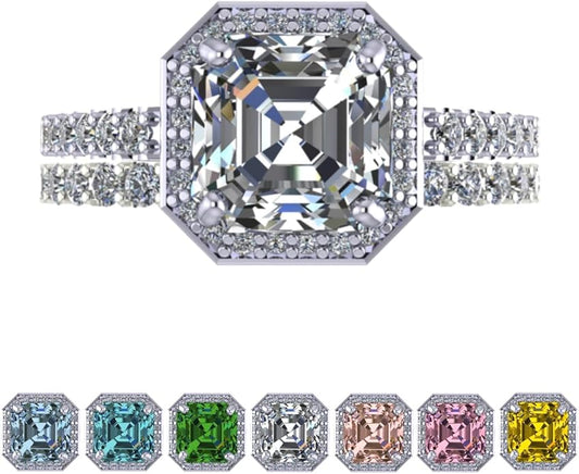 NANA Jewels Sterling Silver Engagement Rings for Women - Choose Simulated Morganite, Citrine, Aquamarine & More