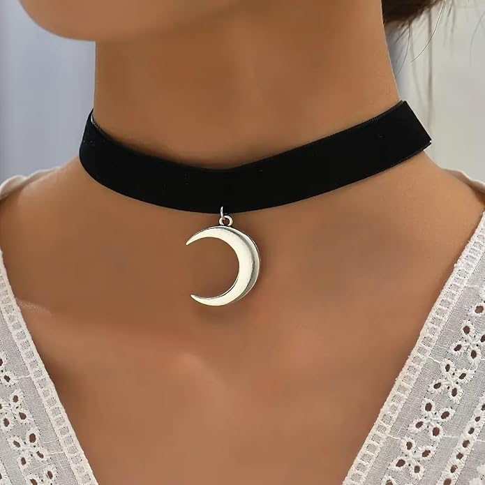 Fesciory Black Necklaces for Women, Adjustable Layered Velvet Leather Lace Collar Necklace, Goth Jewelry Gifts.