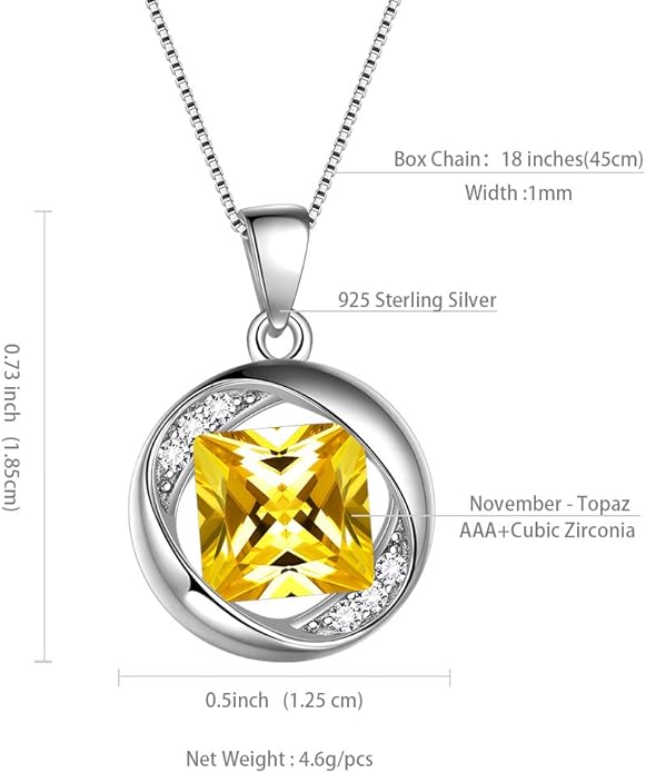 Aurora Tears 925 Sterling Silver 12 Birthstones Necklace/Earring/Ring/Bracelet Women Birthstone Pendant Crystal Fashion Birthday Jewelry Christmas Gift for Girls Women