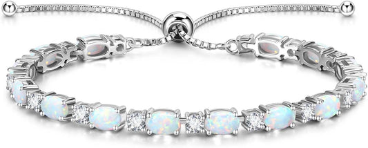 FANCIME Birthstone Tennis Bracelets Sterling Silver Bolo Tennis Bracelets Charm Fine Jewelry Birthday Gifts for Women Mom Wife Her