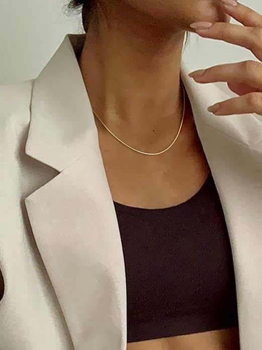 ChainsHouse Snake Chain Necklace for Women 1.2mm, 18-30" Adjustable with 5cm Extender for Pendants Lockets, Rose Gold/Stainless Steel/Black/14K Gold Hypoallergenic Dainty Jewelry Gift