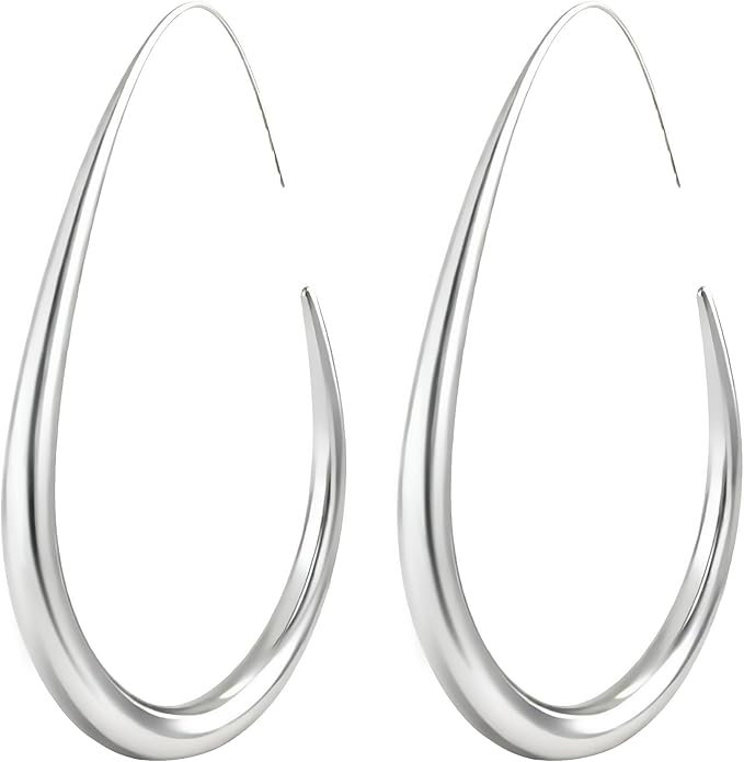 18k Gold Hoop Earrings - Hypoallergenic Silver Earrings for Women - Lightweight Hoop Jewelry 2 Pairs