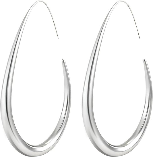 18k Gold Hoop Earrings - Hypoallergenic Silver Earrings for Women - Lightweight Hoop Jewelry 2 Pairs