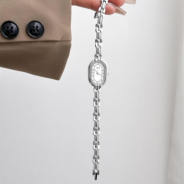 Women's Vintage Oval Watches Luxury Minimalism Bracelet Small Gold Tone Watch Ladies Analog Waterproof Watch Fashion Bangle Bracelet Dress Watch with Stainless Steel Band