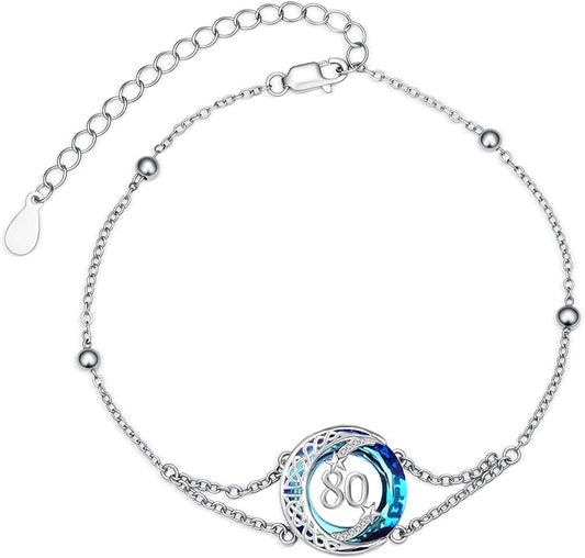 JUSTKIDSTOY Birthday Gifts Bracelet for Women Girls 925 Sterling Silver Celtic Moon Star Bracelets with Blue Crystal Pendant Jewelry for Sister Friends