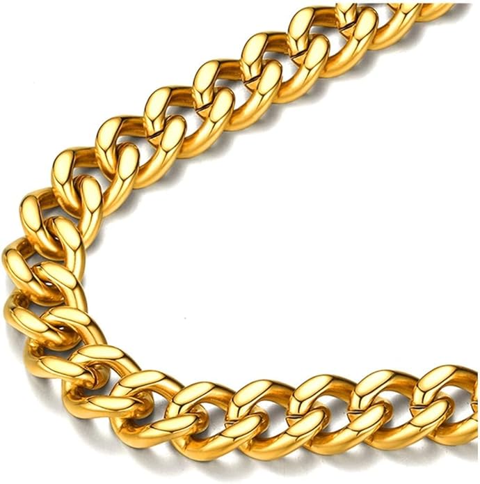 FindChic Men Curb Chain Necklace 18K Gold Plated/Stainless Steel/Black Chunky Double Tight Cuban Link Hip Hop Neck Chains for Men Boys 3.5MM/5MM/6MM/7MM/9MM/12MM 14''-30'' 8 Length Options (Send Gift Box)