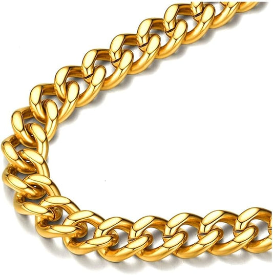 FindChic Men Curb Chain Necklace 18K Gold Plated/Stainless Steel/Black Chunky Double Tight Cuban Link Hip Hop Neck Chains for Men Boys 3.5MM/5MM/6MM/7MM/9MM/12MM 14''-30'' 8 Length Options (Send Gift Box)