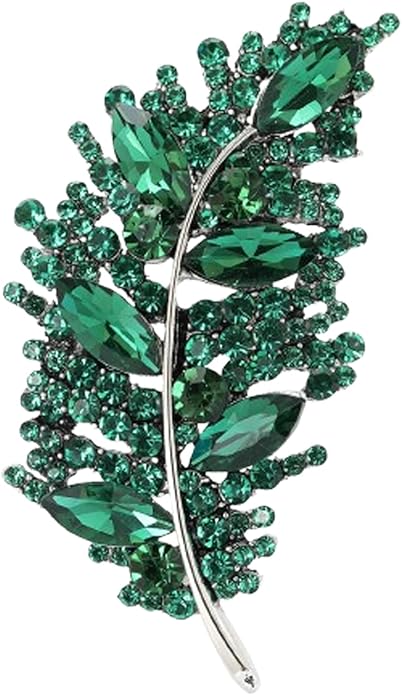 Rhinestone Leaf Brooches for Women Men,Vintage Plant Leaf Lapel Pins Sparkling Crystal Feather Brooch Collar Pins Clothing Bags Hats Christmas Birthday Jewelry