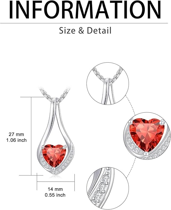 Birthstone Necklaces for Women,18k Yellow/White Gold Plated Forever Love Heart Infinity Pendant Necklace Anniversary Jewelry Christmas Birthday Gifts for Women Her Wife Girlfriend