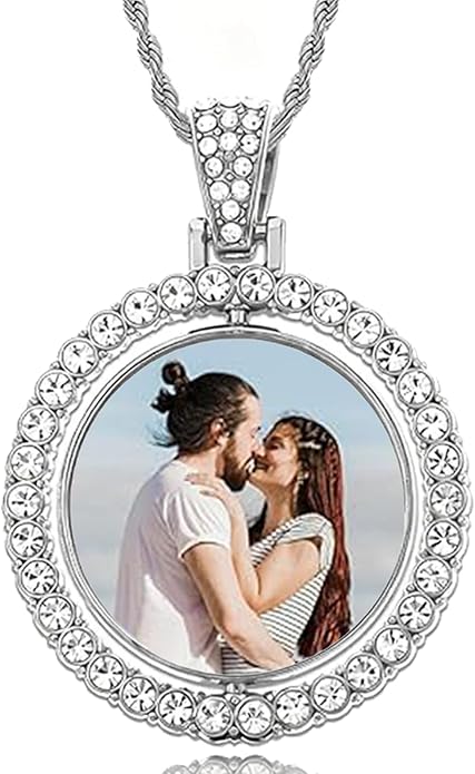 CLYLIFE Picture Necklace Personalized Photo,Custom Disc/Heart Pendant for Men Women Dad Mom Customized Necklace with Chain Photos Memorial Gifts for Mother's Day, Birthday, Anniversary