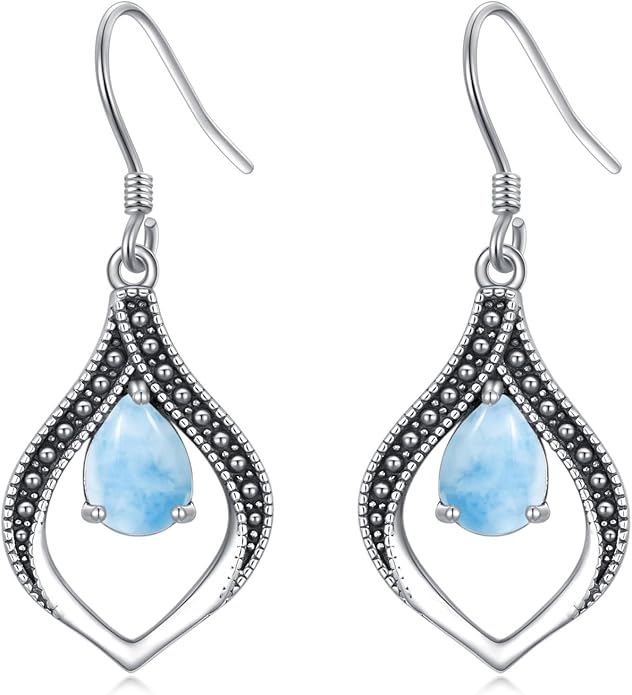Vintage Genuine Gemstone Earrings for Women Dangling 925 Sterling Silver Western Native American Style Jewelry for Wife Mother