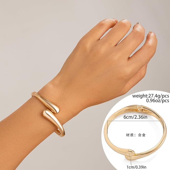 jokcde Chunky Gold/Silver Gold Cuff Bangle Bracelets for Women Trendy Hinged Cuff Open Wide Chunky Gold Bracelet Minimalist Bangle Jewelry Gift