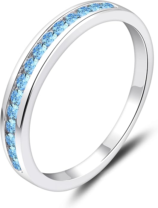 YL Stackable Rings 925 Sterling Silver Halo Birthstone Eternity Bands Jewelry for Women