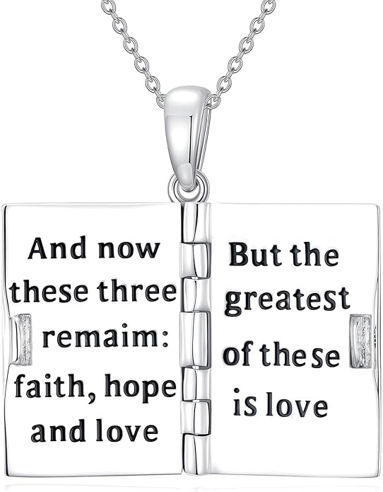 925 Sterling Silver Mini Bible Book Pendant Necklace, Openable Vintage Necklace, Christian Prayer Scripture Jewelry for Men and Women