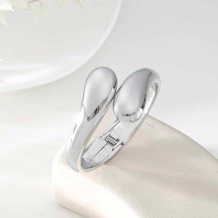 Bangle Bracelets for Women | 14K Gold Plated Trendy Wide Bracelets | Hinged Arm Cuff Bangles Chunky Bracelet for Women