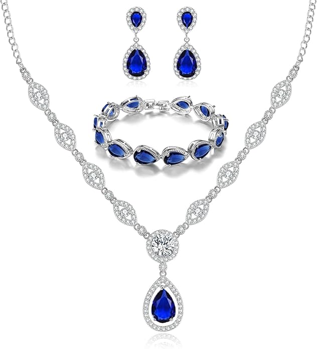 GULICX AAA Cubic Zirconia CZ Silver Plated Base Women's Party Jewelry Set Earrings Pendant Necklace