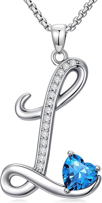 Christmas Gifts for Women Alphabet A to Z Initial Birthstone Pendant Necklaces for Women - 18k White Gold Plated Personalized Name Jewelry Valentine Mothers Day Birthday Gifts for Women Her Girlfriend