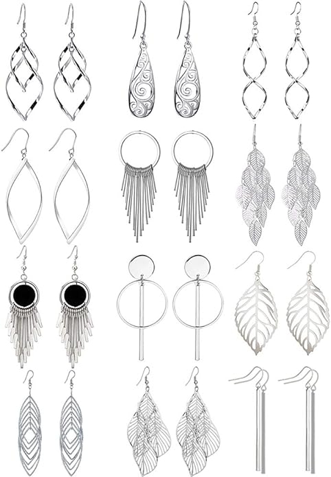 12 Pairs Drop Dangle Earrings boho Fashion Jewelry Vintage Statement Boho Bohemian Earrings Set for Women