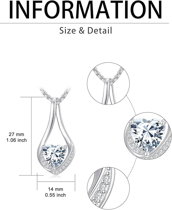 Birthstone Necklaces for Women,18k Yellow/White Gold Plated Forever Love Heart Infinity Pendant Necklace Anniversary Jewelry Christmas Birthday Gifts for Women Her Wife Girlfriend