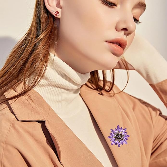 Large Crystal Flower Brooch Pin for Women Red purple pink green Rhinestone Flower Lapel Pin Wedding Party Birthday Dance Banquet Dress Suit Ceremony Clothes Hat Bag Accessories Jewelry