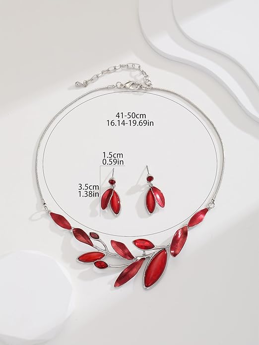 Vintage Chunky Statement Jewelry Set Retro Leaf Floral Geometric Bohemian Boho Bib Necklace Earring Set Fashion Costume Jewelry for Women Girls Wedding Party Prom Unique Gift