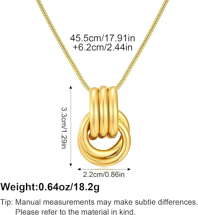 Gold Knot Pendant Necklace for Women Statement Gold Necklace 14K Gold Plated Knot Choker Trendy Jewelry