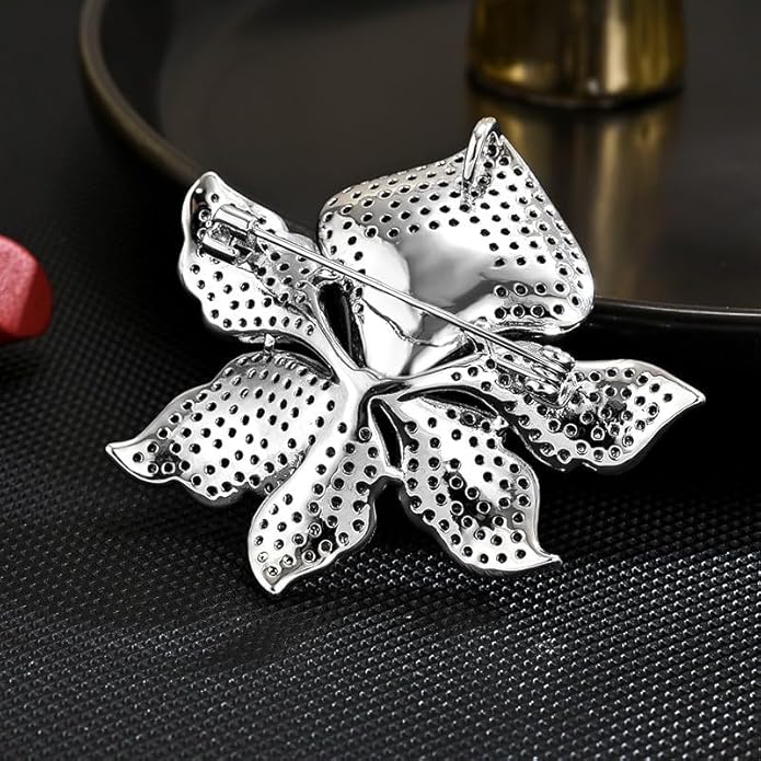 Flower Brooch Pin - Rhinestone Flower Pin 18k Gold Plated - Thanksgiving Day, Birthday, Wedding Gifts for Mom, Wife