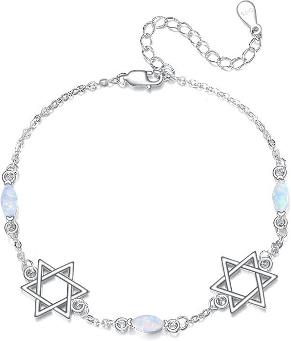 CRMAD Cross/Heart/Infinity/Star of David Bracelet for Women Sterling Silver Opal/Malachite/Moonstone Bracelet Cross Jewelry Gift for Women