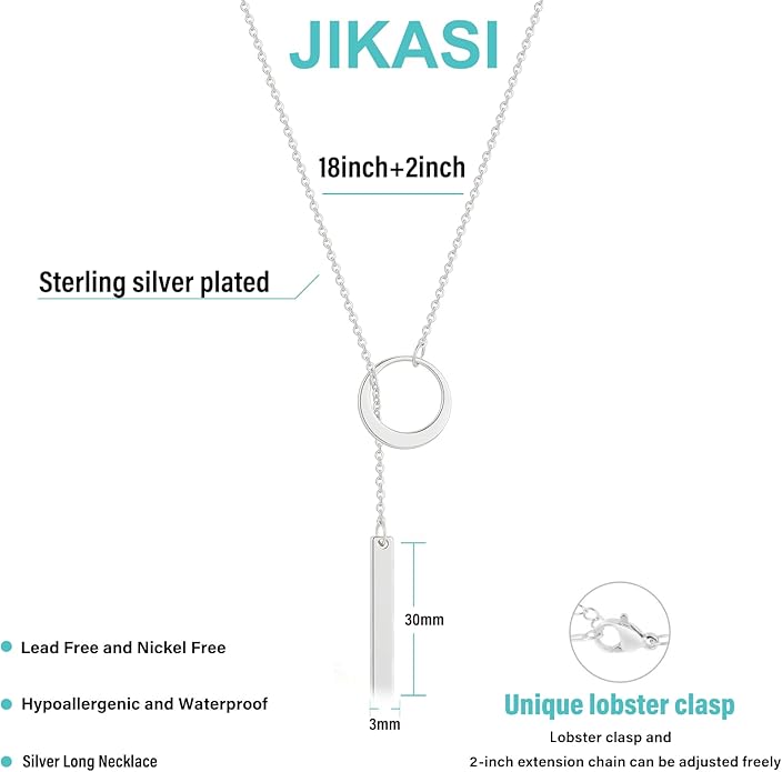 Lariat Gold Necklaces for Women Trendy Dainty Long Necklace 14k Gold Plated/Silver Layered Drop Beaded Chain Necklaces Y-shaped Pendant Necklace Simple Gold Jewelry Gifts