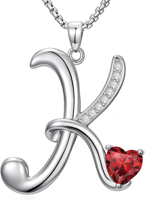 Christmas Gifts for Women Alphabet A to Z Initial Birthstone Pendant Necklaces for Women - 18k White Gold Plated Personalized Name Jewelry Valentine Mothers Day Birthday Gifts for Women Her Girlfriend