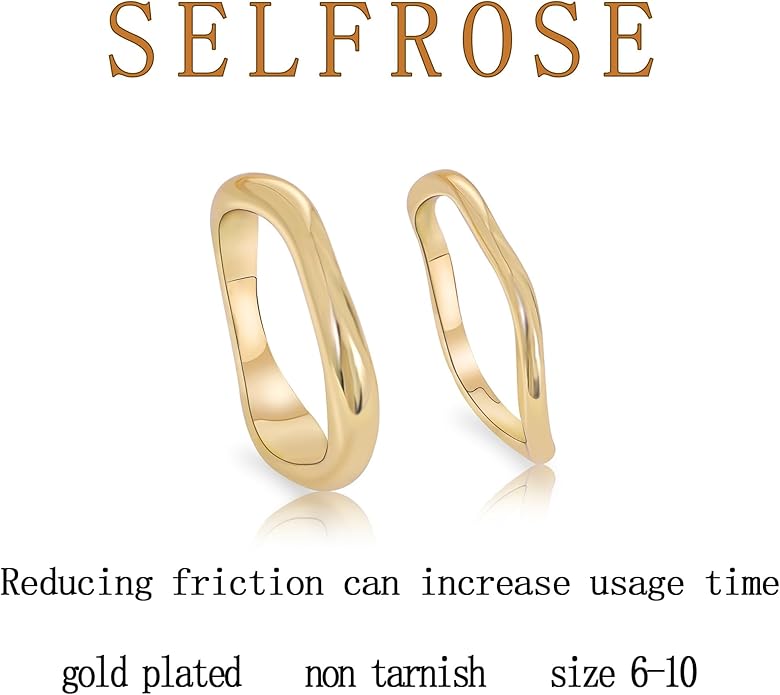 SELFROSE Rings for Women,Dainty Ring Set 14K Gold Plated Thumb Rings Non Tarnish Chunky Size 6-10 Gold Jewelry Gifts for Women