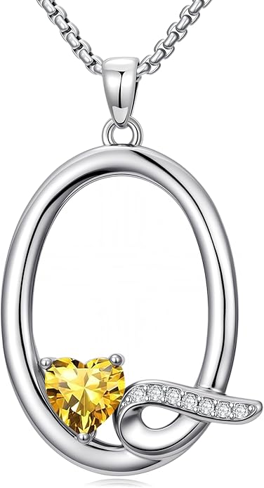 Christmas Gifts for Women Alphabet A to Z Initial Birthstone Pendant Necklaces for Women - 18k White Gold Plated Personalized Name Jewelry Valentine Mothers Day Birthday Gifts for Women Her Girlfriend