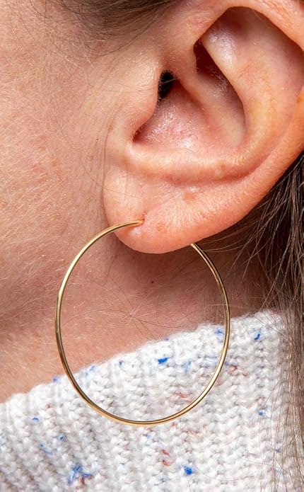 14k Gold Endless Hoop Earrings, 1.25mm Thick Tube
