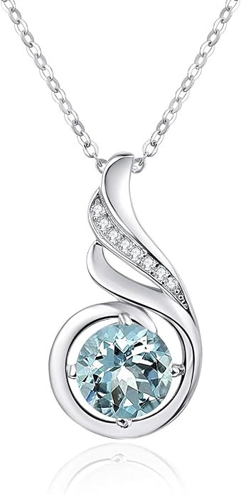 TANGPOET Birthstone Gemstone Necklaces for Women 925 Sterling Silver Dainty Pendant Jewelry Valentines Mothers Day Christmas Birthday Gifts for Mom Girlfriend Wife Daughter
