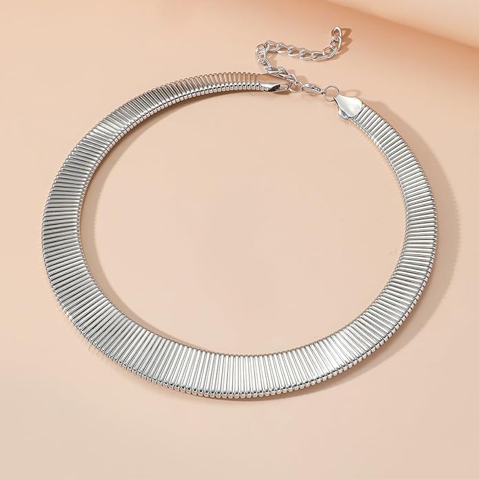 Collar Necklace for Woman Trendy Silver Choker Necklaces for Woman Statement Open Round Collar Choker Necklace