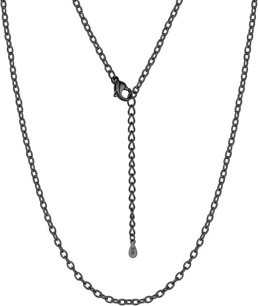 Suplight Stainless Steel Cable Chain Necklaces for Men Women 14K Gold/Black/Rose Gold Plated Cable Link Chains, 2mm Thin & Dainty & Sturdy Chains for Pendant 14"-30" Length