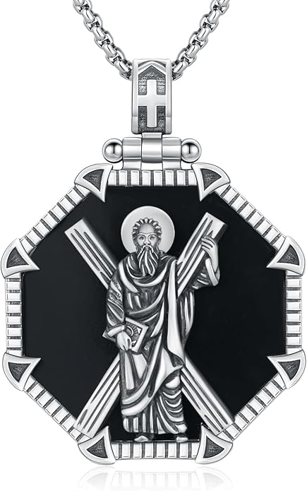 Taioiat Saint Necklace 925 Sterling Silver St Necklace Amulet Pendant Jewelry Religious Gift for Men Women