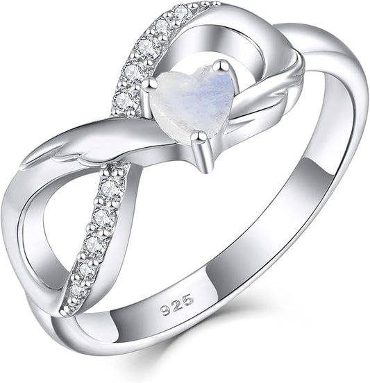 STARCHENIE Infinity Promise Ring 925 Sterling Silver Angel Wings Heart Ring for Women Size 5-10